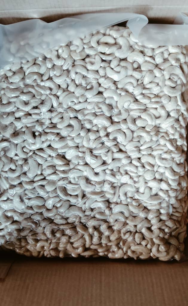 White cashew kernels closeup