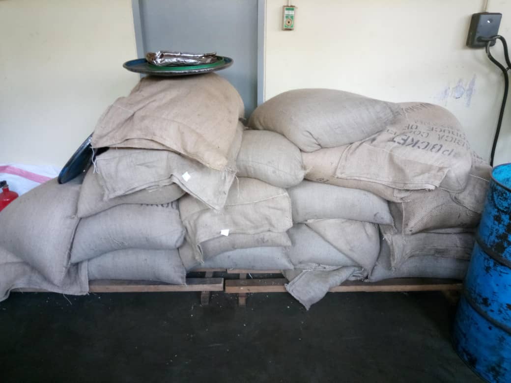 Warehouse with export-ready sacks
